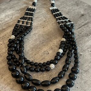 Elegant Black Beaded Necklace